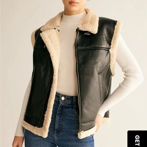 NWT Teddy Lined PU Leather Vest